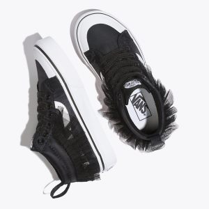 Vans Kiz Çocuk Mid Ayakkabı Satin Tulle Racer Mid Siyah/Beyaz | 41248-931